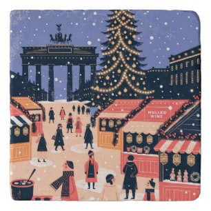 Berlin Christmas Market Brandenburg Gate Poster Trivet