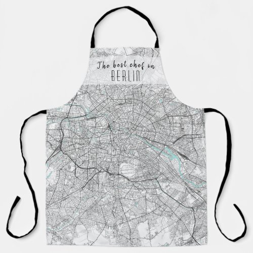Berlin City Map Black White and Blue Apron