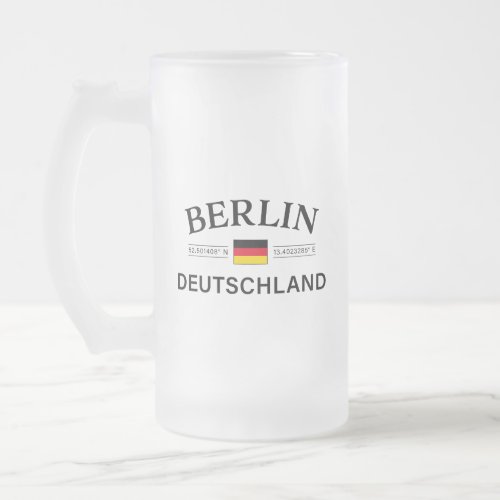 Berlin Deutschland Coordinates German Frosted Glass Beer Mug