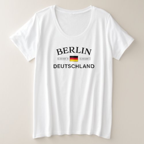 Berlin Deutschland Coordinates German Plus Size T_Shirt