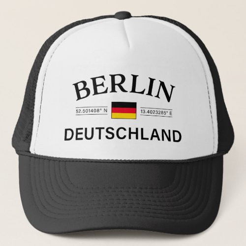 Berlin Deutschland Coordinates German Trucker Hat