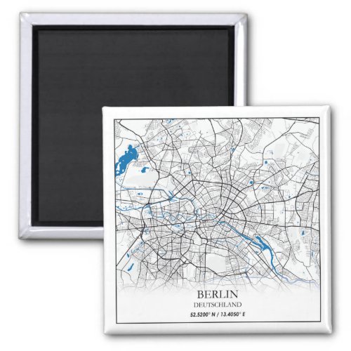 Berlin Deutschland Germany City Map Coordinates Magnet