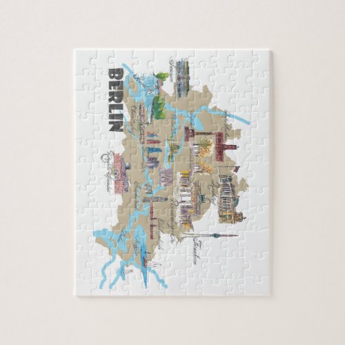 Berlin Favorite Map with sightseeing Highlights Jigsaw Puzzle