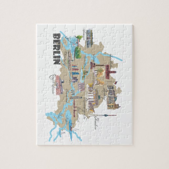 Berlin Favorite Map with sightseeing Highlights Jigsaw Puzzle (Vertical)