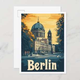 Berlin Germany Art Vintage Travel Illustration Postcard