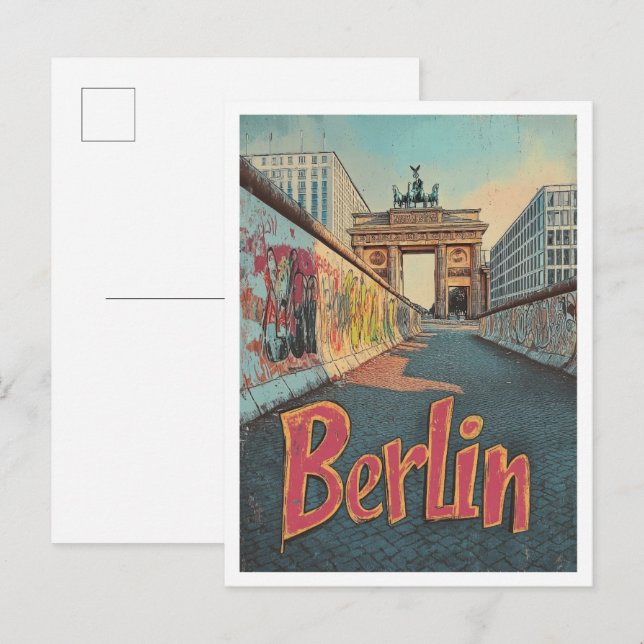 Berlin Germany Art Vintage Travel Illustration Postcard (Front/Back)
