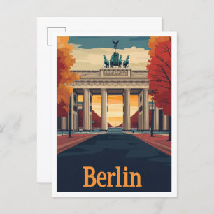 Berlin Germany Art Vintage Travel Illustration Postcard