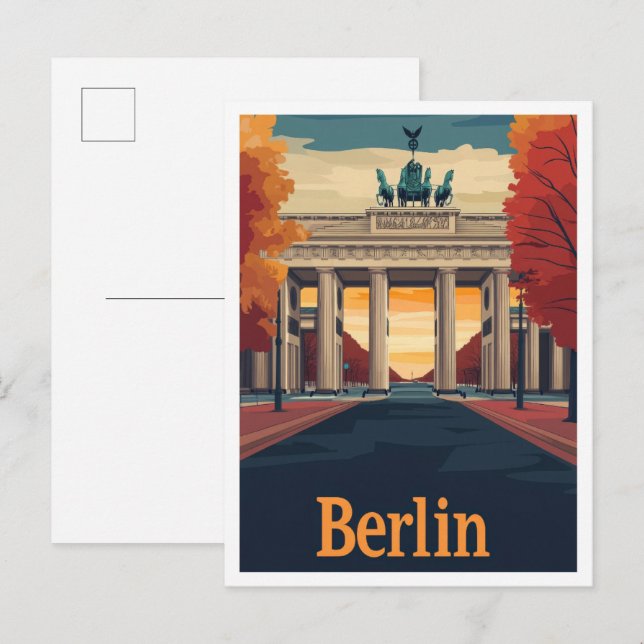 Berlin Germany Art Vintage Travel Illustration Postcard (Front/Back)