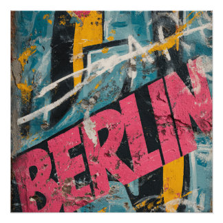 Berlin Germany Bold Street Artwork Vintage Travel Poster