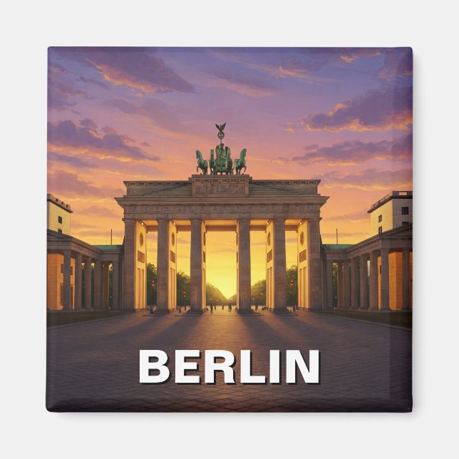 Berlin Germany Brandenburg Gate sunset Travel Magnet (Front)