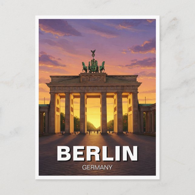 Berlin Germany Brandenburg Gate sunset Travel Postcard (Front)