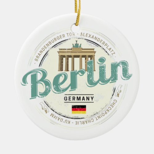 Berlin Germany Brandenburg Gate Vintage Souvenir Ceramic Ornament