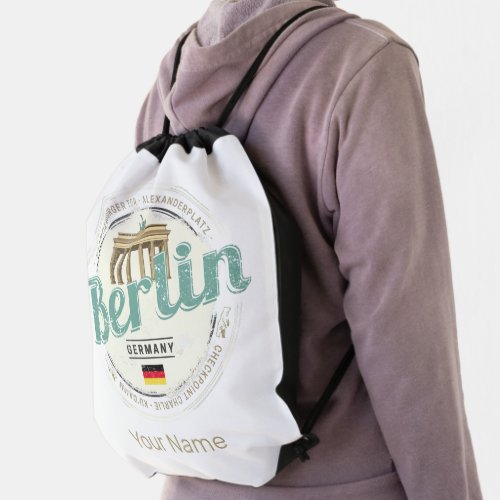Berlin Germany Brandenburg Gate Vintage Souvenir Drawstring Bag