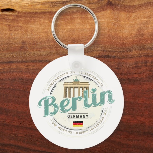 Berlin Germany Brandenburg Gate Vintage Souvenir Keychain (Front)