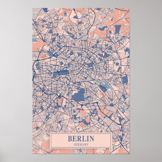 Berlin Germany Breezy City Map Travel Poster (Front)
