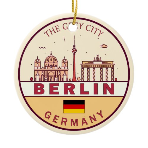Berlin Germany City Skyline Emblem Ceramic Ornament