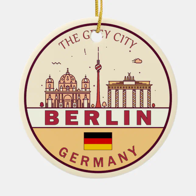 Berlin City Skyline Emblem Ornament