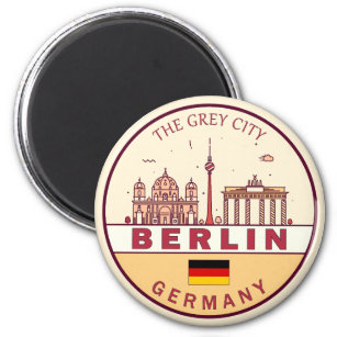 Berlin Germany City Skyline Emblem Magnet