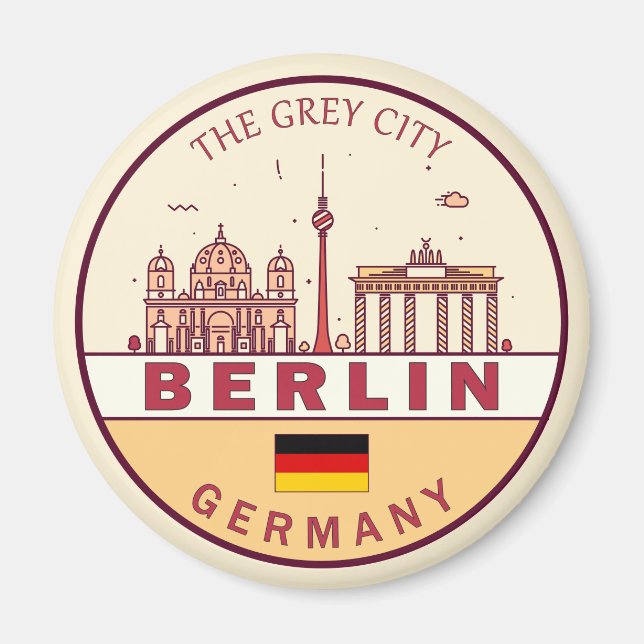Berlin Germany City Skyline Emblem Magnet (Front)