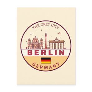 Berlin Germany City Skyline Emblem Postcard