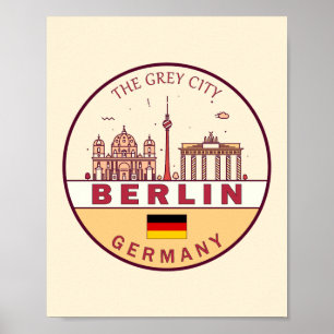 Berlin Germany City Skyline Emblem Poster