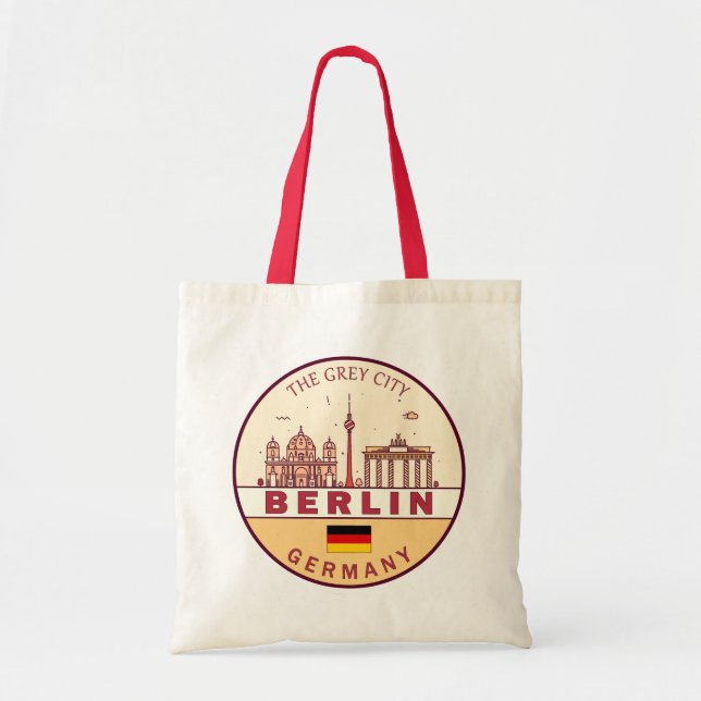 Berlin Germany City Skyline Emblem Tote Bag (Front)