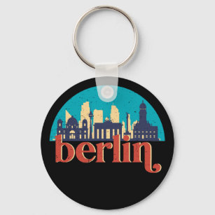 Berlin Germany Skyline Keychain with Epoxy Dome and Metal Keyring