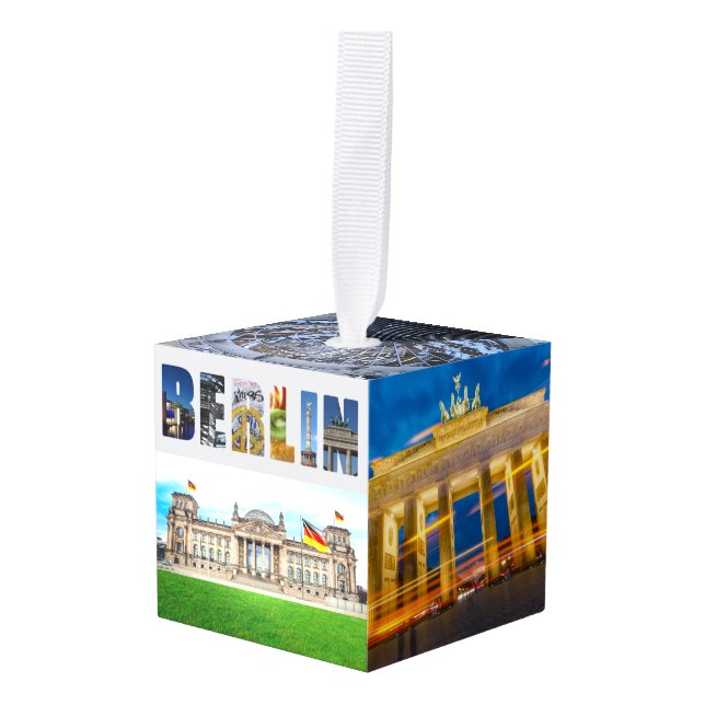 Berlin Germany City Travel Photos Christmas Cube Ornament (Front Angled)