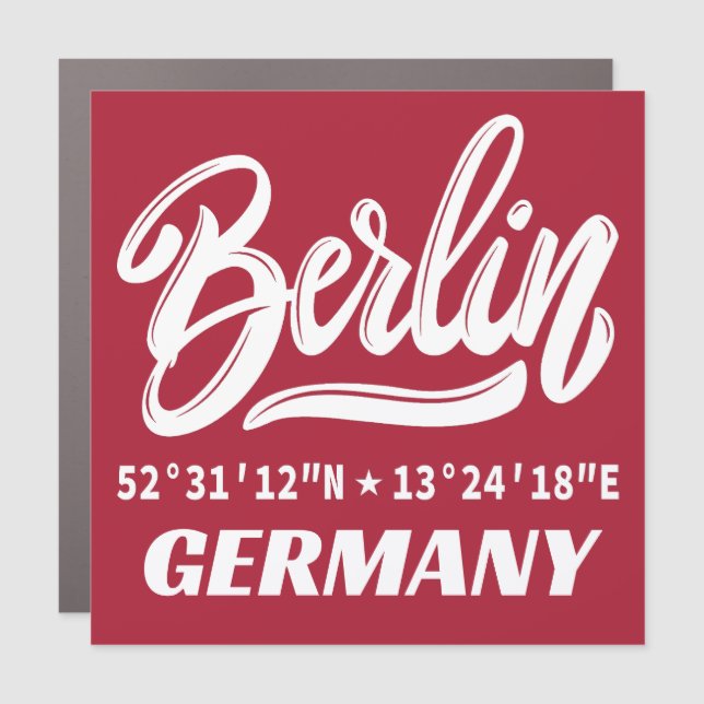 Berlin Germany Coordinates Car Magnet (Front)