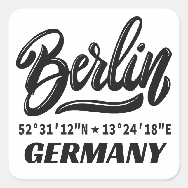 Berlin Germany Coordinates Square Sticker (Front)