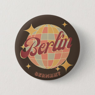 Berlin Germany Disco ball Retro Vintage Button