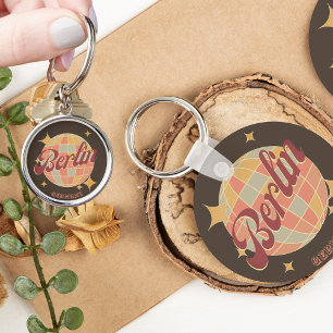 Berlin Germany Disco ball Retro Vintage Keychain