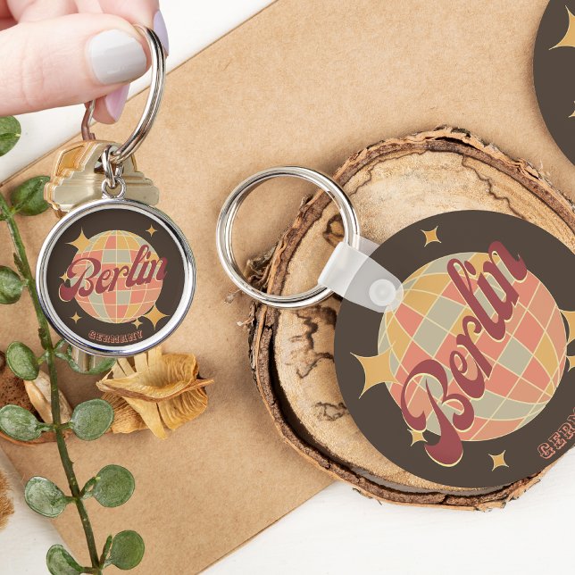 Berlin Germany Disco ball Retro Vintage Keychain (Creator Uploaded)