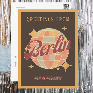 Berlin Germany Disco ball Retro Vintage Postcard