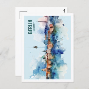 Berlin Germany Famous Travel Place Watercolor Postcard