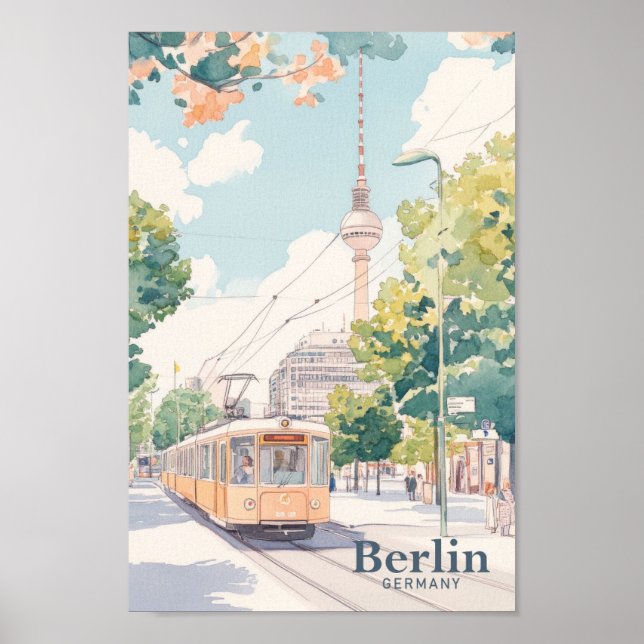 Berlin Germany Gouache Paint Illustration Travel P Poster (Front)