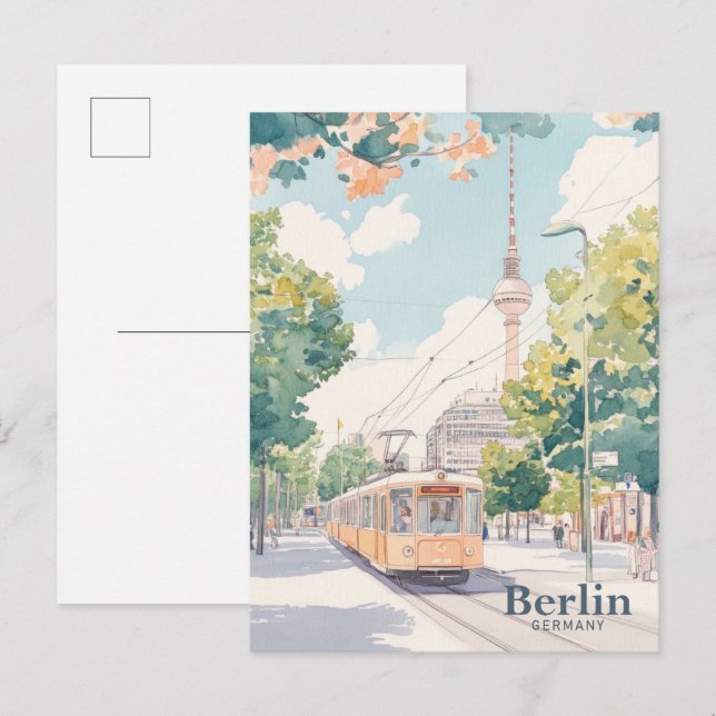 Berlin Germany Gouache Paint Illustration Travel Postcard (Front/Back)