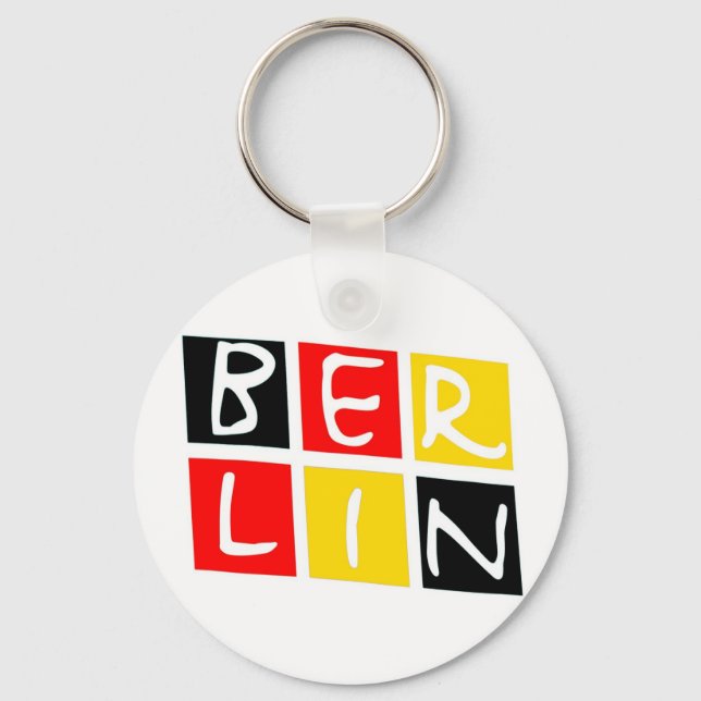 Berlin, Germany Logo in Squares Keychain (Front)