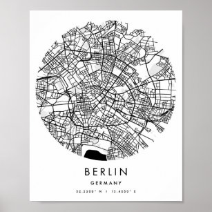 Berlin Germany Minimal Modern Circle Street Map Poster