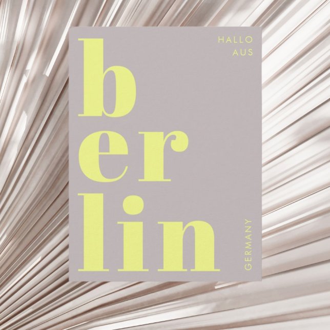 Berlin Germany modern typography yellow Postcard (Creator Uploaded)