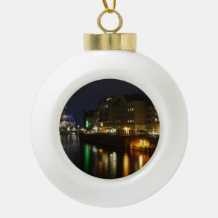 Berlin Germany Night Spree Deutschland Nacht Ceramic Ball Christmas Ornament
