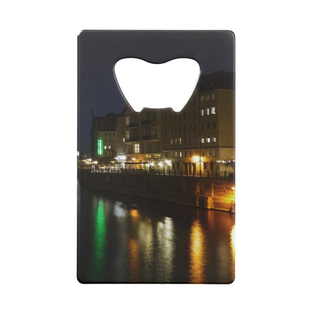 Berlin Germany Night Spree Deutschland Nacht Credit Card Bottle Opener (Back)