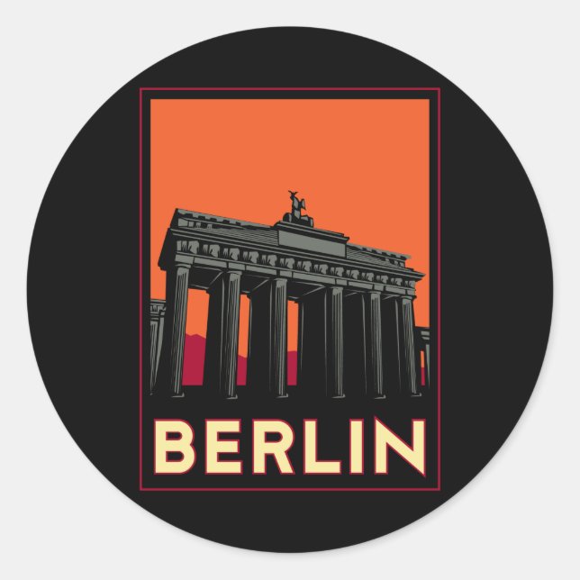 berlin germany oktoberfest art deco retro travel classic round sticker (Front)