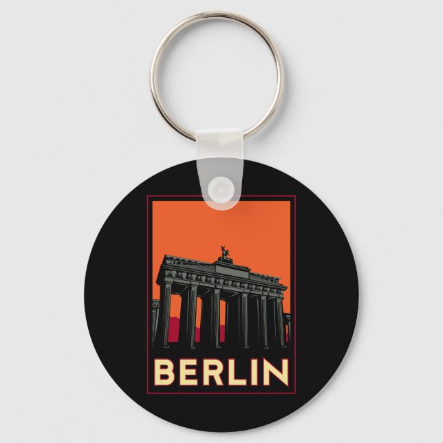 berlin germany oktoberfest art deco retro travel keychain (Front)