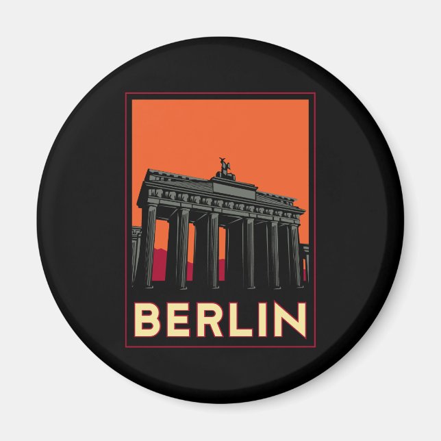berlin germany oktoberfest art deco retro travel magnet (Front)