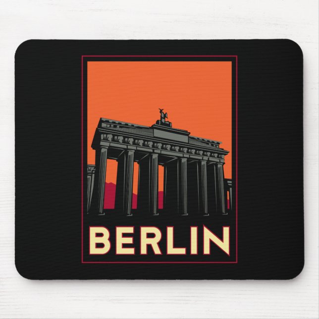 berlin germany oktoberfest art deco retro travel mouse pad (Front)