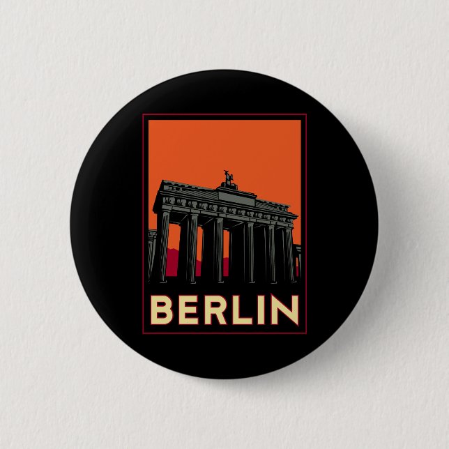berlin germany oktoberfest art deco retro travel pinback button (Front)