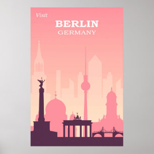 Berlin Germany Pink Vintage Travel Poster