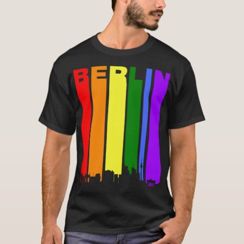 Berlin Germany Rainbow Skyline LGBT Gay Pride  T_Shirt
