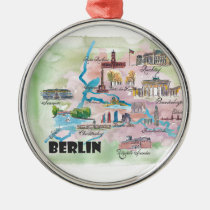 Berlin Germany Retro Vintage Map Metal Ornament
